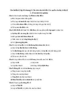 Câu hỏi trắc nghiệm Địa lý lớp 10 chương 3 ( có đáp án)