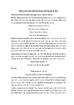 Phân tích một bài thơ được đánh giá là hay  Ngữ Văn 10 sách Kết Nối Tri Thức