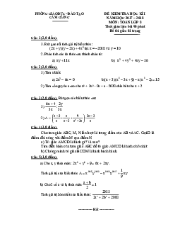 Đề thi HK1 Toán 8 năm học 2017 – 2018 phòng Giáo dục và Đào tạo Cẩm Giàng – Hải Dương