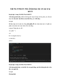 Giải Tin 10 Bài 25: Một số lệnh làm việc với xâu kí tự KNTT