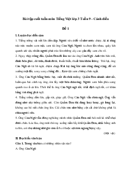 Bài tập cuối tuần lớp 3 môn Tiếng Việt Cánh diều - Tuần 9