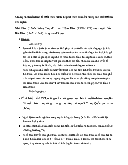 Chứng minh nền kinh tế dưới triều minh rất phát triển có mầm mống sản xuất tư bản chủ nghĩa