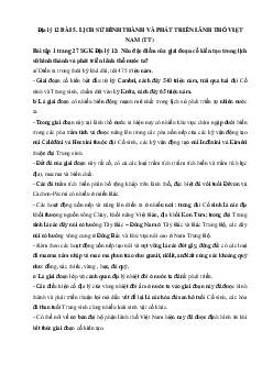 Giải bài tập SGK Địa Lý lớp 12 Bài 5: Lịch sử hình thành và phát triển lãnh thổ (tiếp theo)