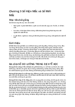 Lý thuyết môn Dịch tễ chương 3 về Số hiện mắc và Số mới mắc