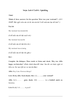 Giải Tiếng Anh 6 Unit 6: Speaking -  Friends Plus