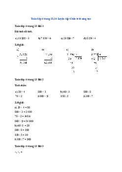 Toán lớp 4 trang 13 Bài 3: Ôn tập phép nhân, phép chia Chân trời sáng tạo