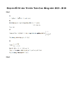 Đề thi vào 10 môn Toán năm 2023 - 2024 sở GD&ĐT Cao Bằng