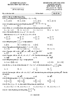 Đề thi giữa kỳ 2 Toán 10 năm 2020 – 2021 trường THPT Việt Yên 1 – Bắc Giang