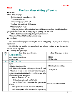 Giáo án Toán 2 sách Chân trời sáng tạo (Cả năm) | Tuần 16