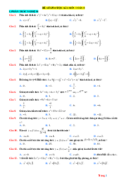 Đề cương ôn tập học kì 1 Toán 8