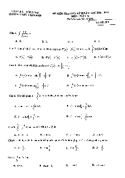 Đề kiểm tra giữa học kỳ 2 Toán 12 năm 2018 – 2019 trường Trấn Biên – Đồng Nai