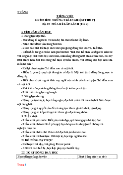 Kế hoạch bài dạy Tiếng Việt 3 Kết nối tri thức tuần 4