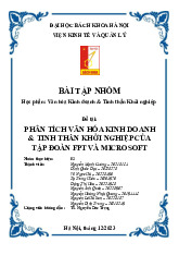 Phân tích văn hóa kinh doanh & tinh thần khởi nghiệp của tập đoàn FPT và Microsoft - Văn hóa kinh doanh và tinh thần khởi nghiệp (EM1180) | Trường Đại học Bách khoa Hà Nội