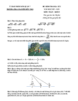 Đề tham khảo học kỳ 1 Toán 9 năm 2022 – 2023 trường THCS Nguyễn Hữu Thọ – TP HCM