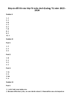 Đề thi vào 10 môn Tiếng Anh năm 2023 - 2024 sở GD&ĐT Quảng Trị