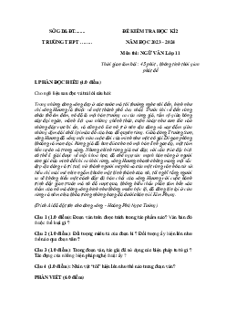 Đề thi học kì 2 môn Ngữ văn lớp 11 năm 2023 - 2024 (Sách mới) | Cánh Diều