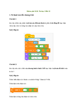 Tin học 8 Bài 12: Thuật toán, chương trình máy tính - Chân trời sáng tạo