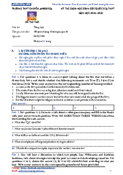 TRƯỜNG THPT CHUYÊN AMBROSIA  kỳ thi chọn HSG QUỐC GIA THPT