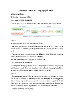 Giải Sinh 10 Bài 16: Công nghệ tế bào | Cánh diều
