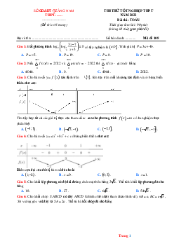 Đề thi thử tốt nghiệp THPT 2023 môn Toán liên trường Quảng Nam (có đáp án)