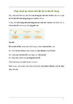 Giải Tin học 8 Bài 4: Thực hành tạo danh sách liệt kê và tiêu đề trang | Cánh diều