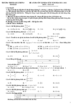 Đề cương học kỳ 2 Toán 10 năm 2021 – 2022 trường THPT Hai Bà Trưng – TT Huế