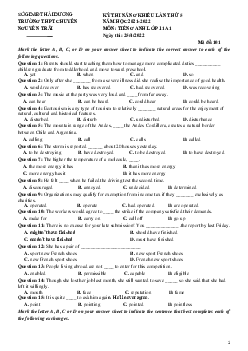 Đề thi Năng Khiếu lần 5 môn Tiếng Anh khối 11 trường THPT Chuyên Nguyễn Trãi - Hải Dương
