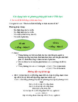 Các dạng toán và phương pháp giải toán ở Tiểu học?