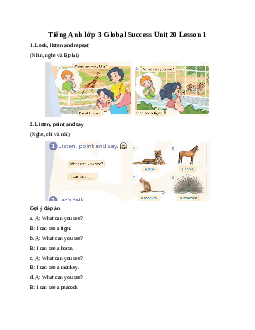 Tiếng Anh lớp 3 Global Success Unit 20 Lesson 1