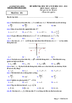 Đề học kỳ 1 Toán 12 năm 2023 – 2024 trường THPT Đoàn Kết – Hòa Bình