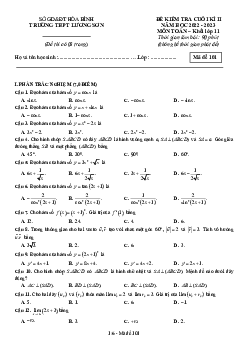 Đề cuối kì 2 Toán 11 năm 2022 – 2023 trường THPT Lương Sơn – Hòa Bình