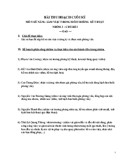 Bài thu hoạch cuối kỳ môn Kỹ năng làm việc trong môi trường kỹ thuật