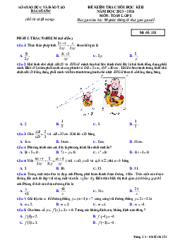Đề kiểm tra cuối học kì 2 Toán 8 năm 2023 – 2024 sở GD&ĐT Bắc Giang