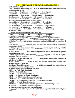 Bài tập thực hành Tiếng Anh 10 Global success Unit 7 Viet Nam and international orginizations (có đáp án)
