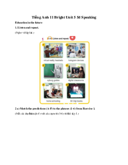 Giải Tiếng Anh 11 Unit 5 5d Speaking | Bright