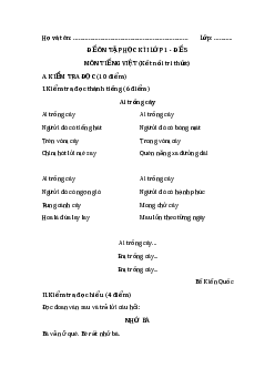 Đề thi học kì 1 lớp 1 môn Tiếng Việt sách Kết nối tri thức - Đề 5