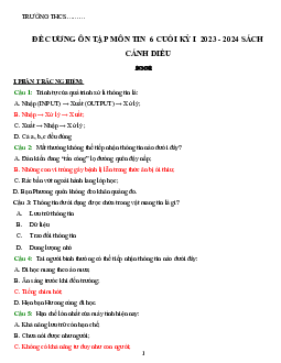 Đề cương ôn tập học kì 1 môn Tin học 6 sách Cánh diều