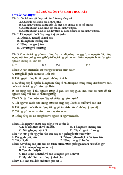 Đề Cương Ôn Tập Sinh 9 Học Kỳ 2 Năm Học 2021-2022