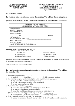 Kỳ thi năng khiếu lần 2 năm học 2020-2021 môn Tiếng Anh khối 10 chuyên trường THPT Nguyễn Trãi -Hải Dương