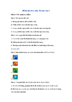 Đề thi Tin học lớp 3 học kì 2 năm học 2022 - 2023 | Chân trời sáng tạo