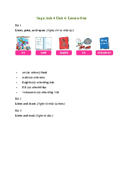 Giải Tiếng Anh lớp 4 Unit 4: Lesson One | Family and Friends