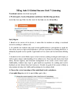 Giải Unit 7 Listening | Tiếng Anh 11 Global Success