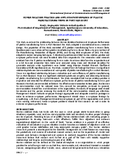 Tiểu luận "Human relation practice and employee performance of plastic manufacturing firms in port harcourt"