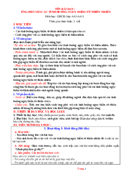Giáo án GDCD 6 Bài 8: Ứng phó với các tình huống nguy hiểm từ thiên nhiên | Cánh diều