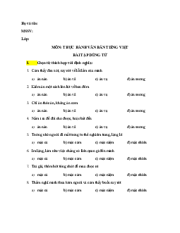 Bài tập dùng từ | Thực hành văn bản tiếng Việt | Đại học Khoa học Xã hội và Nhân văn, Đại học Quốc gia Thành phố HCM