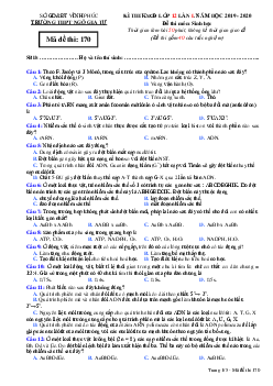 Đề thi thử THPT Quốc gia lần 1 môn Sinh học năm 2020 trường THPT Ngô Gia Tự, Vĩnh Phúc