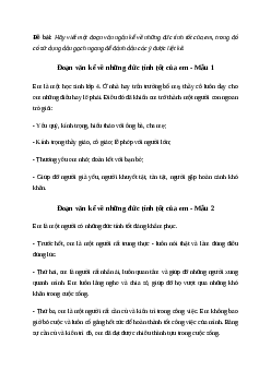 Viết một đoạn văn ngắn kể về những đức tính tốt của em| Văn mẫu Tiếng việt 10| Cánh diều