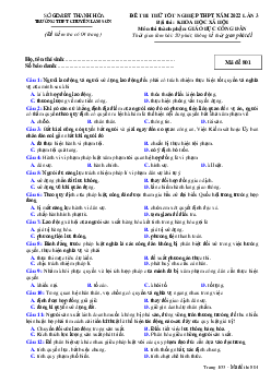Đề thi thử THPT Quốc gia năm 2022 môn GDCD lần 3 trường Chuyên Lam Sơn, Thanh Hóa