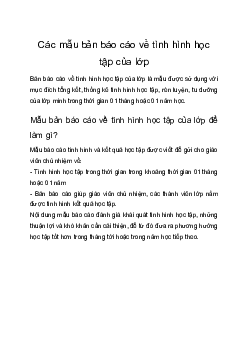 Các mẫu bản báo cáo về tình hình học tập của lớp mới nhất 2024