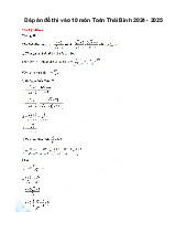 Đề thi tuyển sinh vào 10 môn Toán GD&ĐT Thái Bình năm 2024 - 2025